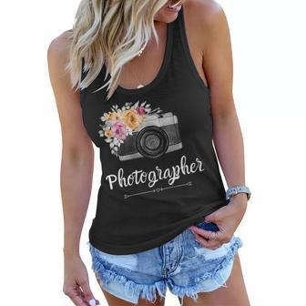 Photographer Floral Womens Photography Camera Gift Women Flowy Tank | Mazezy