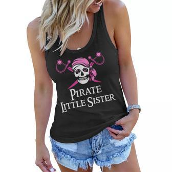 Pink Pirate Little Sister Skull And Crossbones Flag Women Flowy Tank | Mazezy