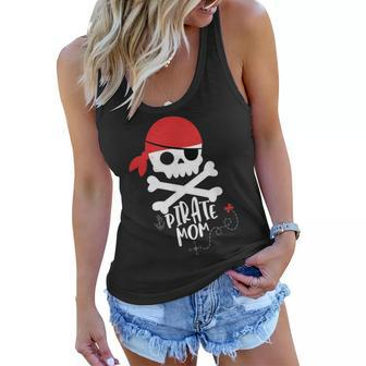Pirate Mom Birthday Party Skull And Crossbones Night Women Flowy Tank - Thegiftio UK