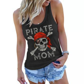 Pirate Mom Jolly Roger Skull & Crossbones Flag Women Flowy Tank | Mazezy