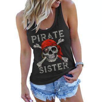 Pirate Sister Girl Jolly Roger Skull & Crossbones Women Flowy Tank | Mazezy