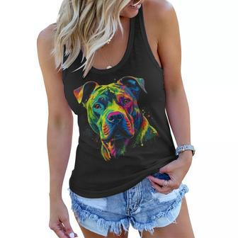 Pit Bull Mom Dog Lover Colorful Artistic Pitbull Owner Women Women Flowy Tank - Thegiftio UK