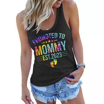 Promoted To Mommy Est 2023 New Mom Gift Tie Dye Mothers Day Women Flowy Tank | Mazezy