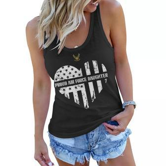 Proud Air Force Daughter Pride Military Family Heart Gift Women Flowy Tank - Seseable