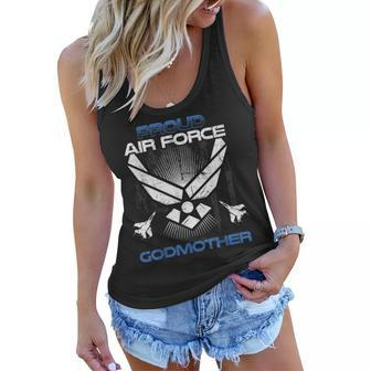 Proud Air Force Godmother Veterans Day Women Flowy Tank | Mazezy