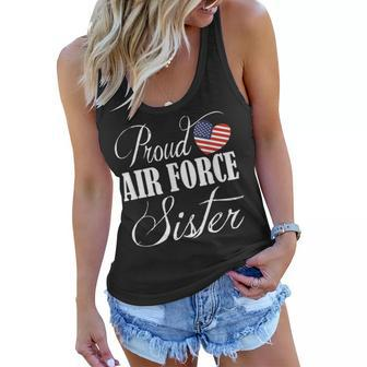 Proud Air Force Sister Us Heart Military Mothers Day Women Flowy Tank - Thegiftio UK