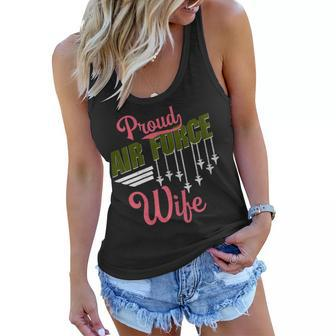 Proud Air Force Wife Wifey Pride Military Family Gift Gift For Womens Women Flowy Tank | Mazezy