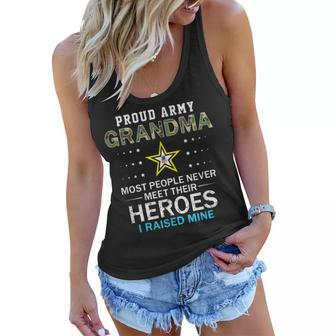 Proud Army Grandma I Raised My Heroes Camouflage Army Women Flowy Tank | Mazezy