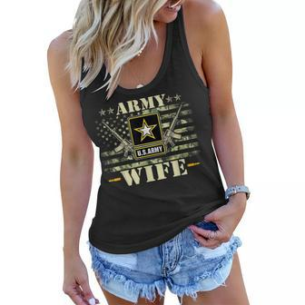Proud Army Wife United States Usa Flag Mother Gift For Womens Women Flowy Tank | Mazezy