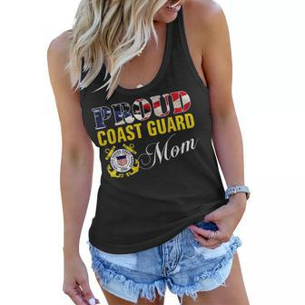 Proud Coast Guard Mom With American Flag For Veteran Day Women Flowy Tank - Seseable