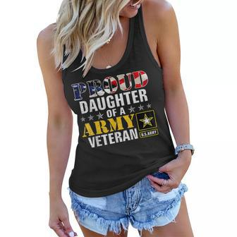 Proud Daughter Of A Army Veteran American Flag Military Gift Women Flowy Tank | Mazezy
