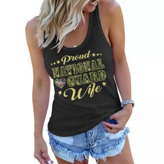 Proud National Guard Wife Dog Tags Heart Military Spouse Women Flowy Tank - Seseable