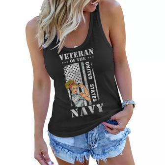 Proud Navy Women US Military Veteran Veterans Day Women Flowy Tank - Seseable