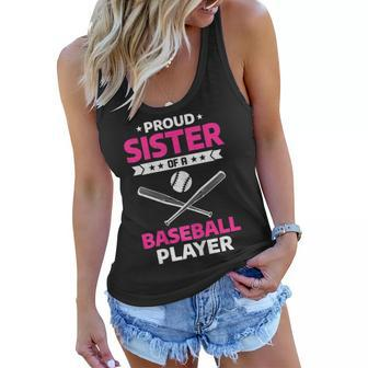 Proud Sister Of A Baseball Player Funny Sports Family Women Flowy Tank | Mazezy