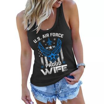 Proud Wife Us Air Force Stars Air Force Family Gift Women Flowy Tank | Mazezy