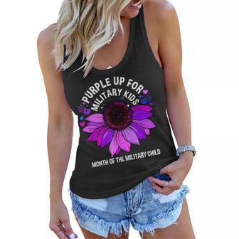 Purple Up For Military Kids Sunflower For Military Childs Women Flowy Tank | Mazezy