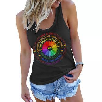 Rainbow Black Lives Matter Science Lgbt Pride Flower V2 Women Flowy Tank - Seseable