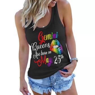 Rainbow Queens Are Born On May 25Th Gemini Girl Birthday Gift For Womens Women Flowy Tank | Mazezy