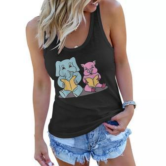 Reading Elephant And Pig Friends Lovely Perfect Gift Women Flowy Tank - Thegiftio UK