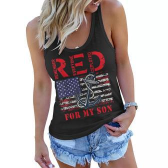 Red Friday For My Son Military Navy Mom Dad Us Flag Vintage Women Flowy Tank | Mazezy