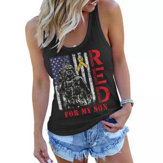 Red Friday For My Son Remember Everyone Deployed Mom Us Flag Women Flowy Tank - Seseable