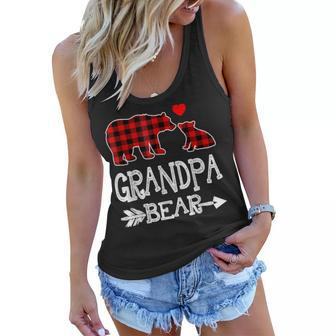 Red Plaid Grandpa Bear Christmas Pajama Matching Family Women Flowy Tank | Mazezy