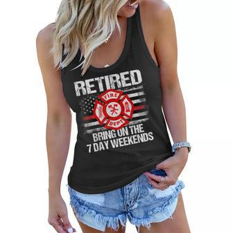 Retired Firefighter Fire Retirement Gift Thin Red Line Women Flowy Tank - Seseable