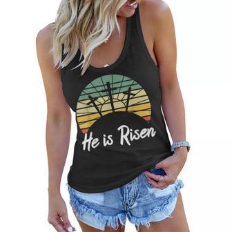 Retro He Is Risen Christian Jesus Christ Religious Easter Women Flowy Tank | Mazezy