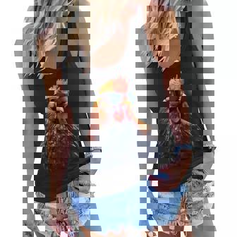 Retro Vintage Chicken Cool Rooster Wearing Sunglasses Women Flowy Tank - Thegiftio