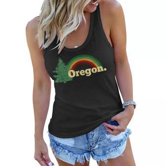 Retro Vintage Oregon Throwback Rainbow Distressed Gift Women Flowy Tank - Seseable
