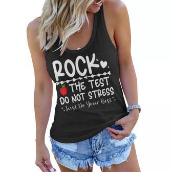 Rock The Test Testing Day Motivational For Teacher Day Women Flowy Tank | Mazezy