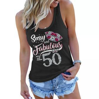 Sassy And Fabulous At 50 Womens 50Th Birthday Gifts Women Flowy Tank - Seseable