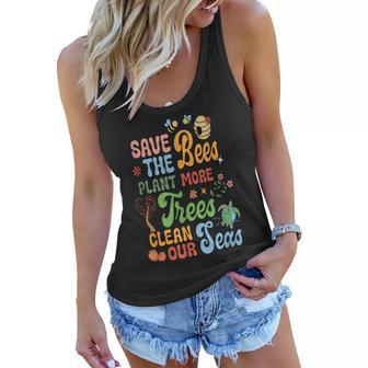 Save The Bees Plant More Trees Climate Change Funny Earth Women Flowy Tank | Mazezy