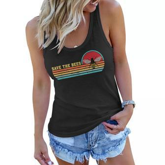 Save The Bees Retro Sunset Fight Climate Change Women Flowy Tank | Mazezy