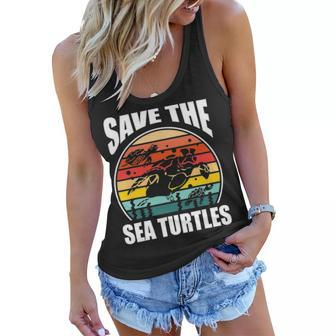 Save The Sea Turtle Skip Plastic Women Flowy Tank - Seseable