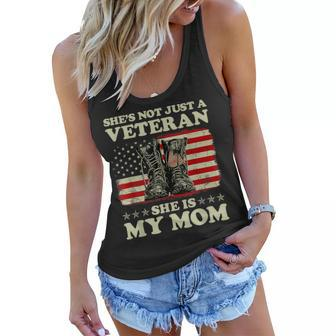 Shes Not Just A Veteran She Is My Mom Us Flag Veterans Day Women Flowy Tank - Seseable