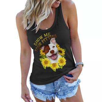 Show Me Your Pitties Sunflower Pitbull Mom Pitbull Owner Women Flowy Tank | Mazezy