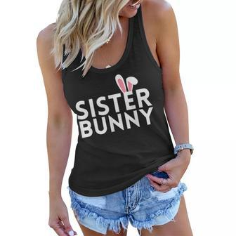 Sister Bunny Matching Family Easter Outfit Sibling Gift Women Flowy Tank | Mazezy
