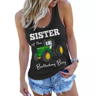 Sister Of The Birthday Boy Tractor Farm Party Women Flowy Tank | Mazezy