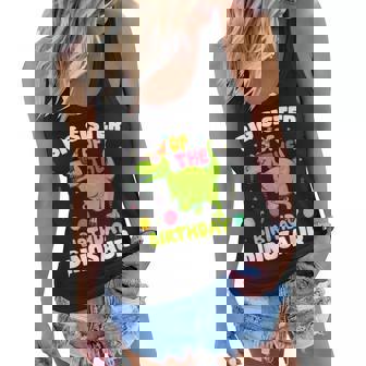 Sister Of The Birthday Dinosaur T-Rex Boy Matching Family Women Flowy Tank | Mazezy