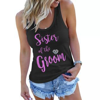 Sister Of The Groom T Wedding Ring Pink Women Flowy Tank | Mazezy