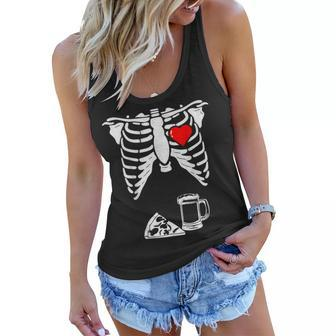 Skeleton Pregnancy Pizza Beer Xray Halloween Soon Dad Women Flowy Tank | Mazezy
