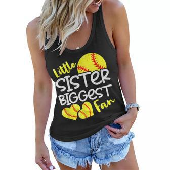 Softball Little Sister Biggest Fan N Girls Women Flowy Tank | Mazezy CA