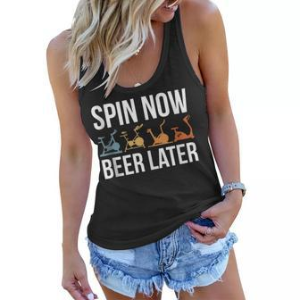 Spin Now Beer Later Spin Cycle Bike Women Flowy Tank - Thegiftio UK