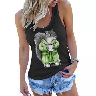 Squirrel Coffee Funny Coffee Drinking Squirrel Women Flowy Tank - Seseable