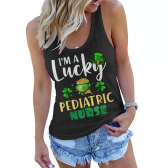 St Patricks Day Gifts Im A Lucky Pediatric Nurse Women Flowy Tank | Mazezy DE