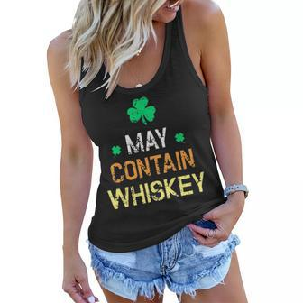 St Patricks Day - May Contain Whiskey Funny Irish Whiskey Women Flowy Tank - Seseable