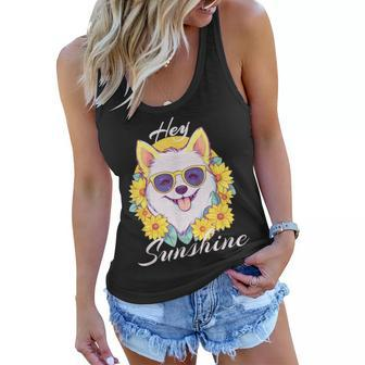 Sunshine Dog Days Of Summer Wearing Sunglasses | Sunflowers Women Flowy Tank - Thegiftio UK