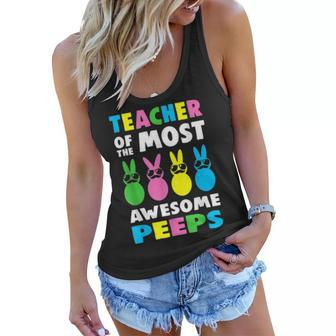 Teacher Of The Most Awesome Peeps Easter Day Bunny Rabbit Women Flowy Tank - Seseable