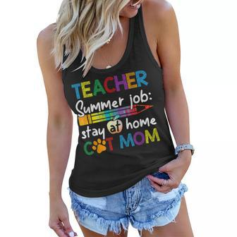 Teacher Summer Job Stay At Home Cat Mom Women Flowy Tank | Mazezy